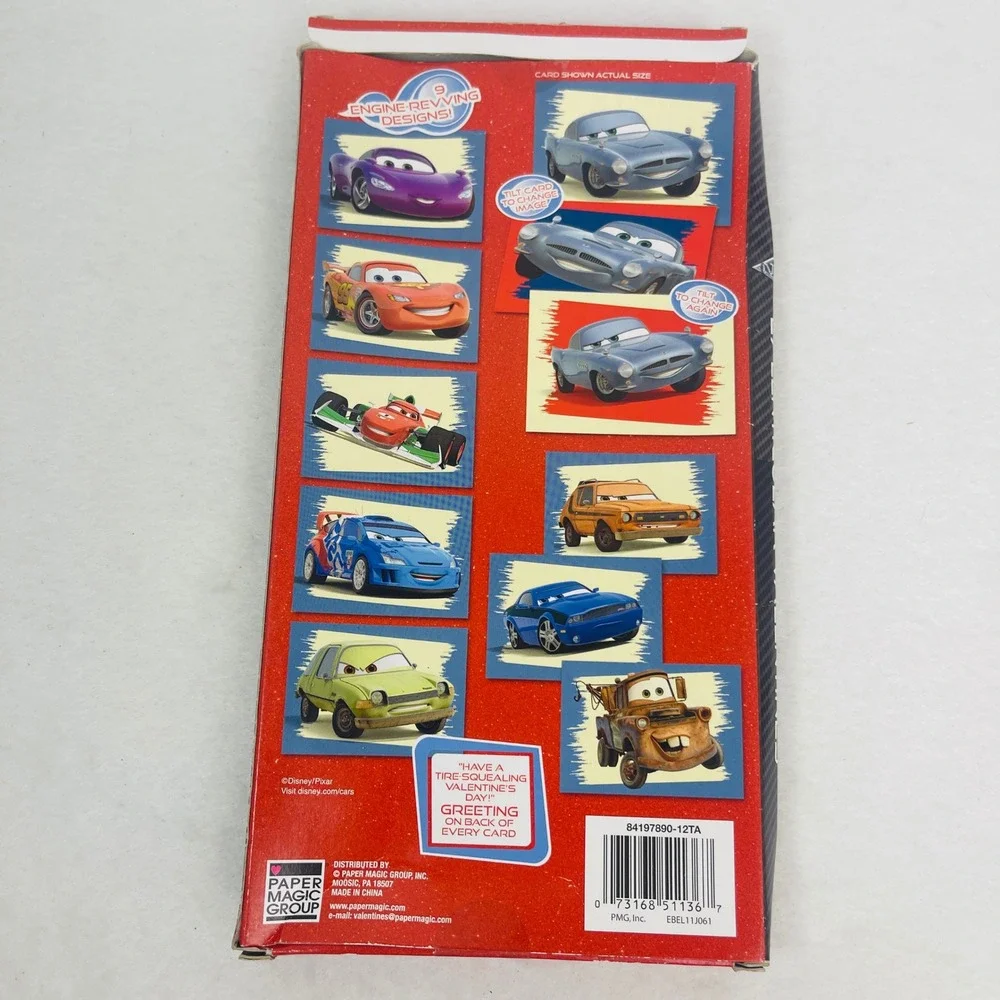 Paper Magic Group Valentines Kids 27 Lenticular Cars 2 Red 3D Disney NEW
